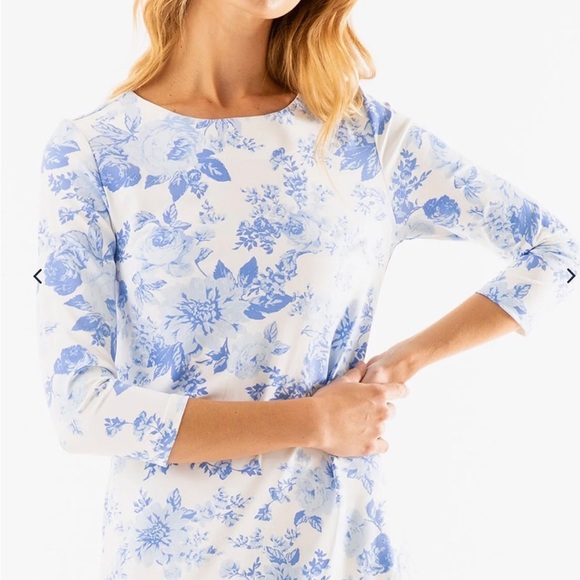 MAHI GOLD Hinckley Dress in Flowers for Evelyn in Sky Size XL - Picture 3 of 11